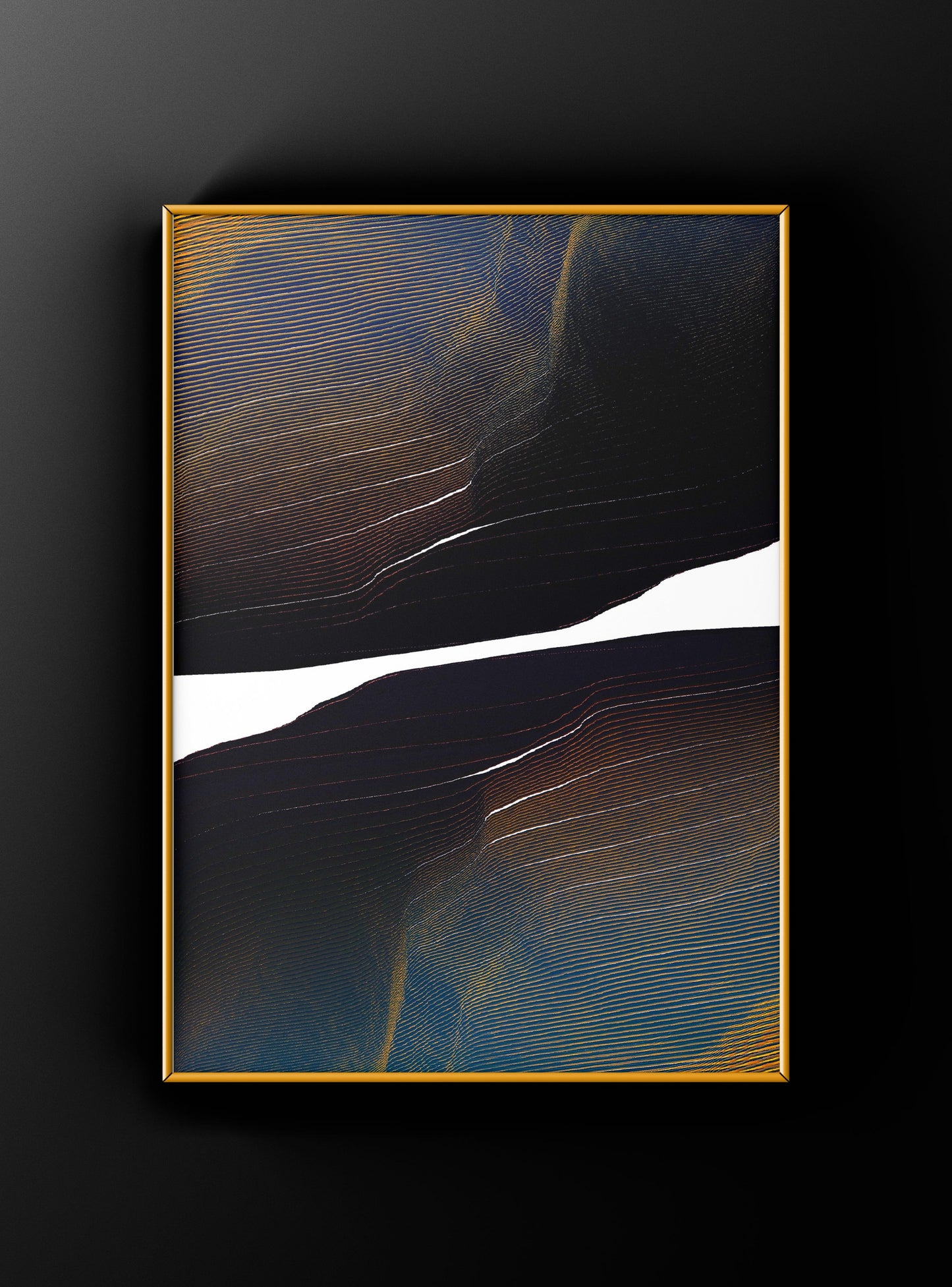 Minimalist glitch art print with subtle distortion and monochrome textures