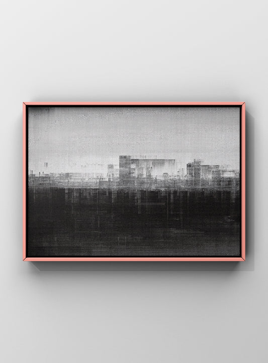 Modern abstract digital artwork in black and white