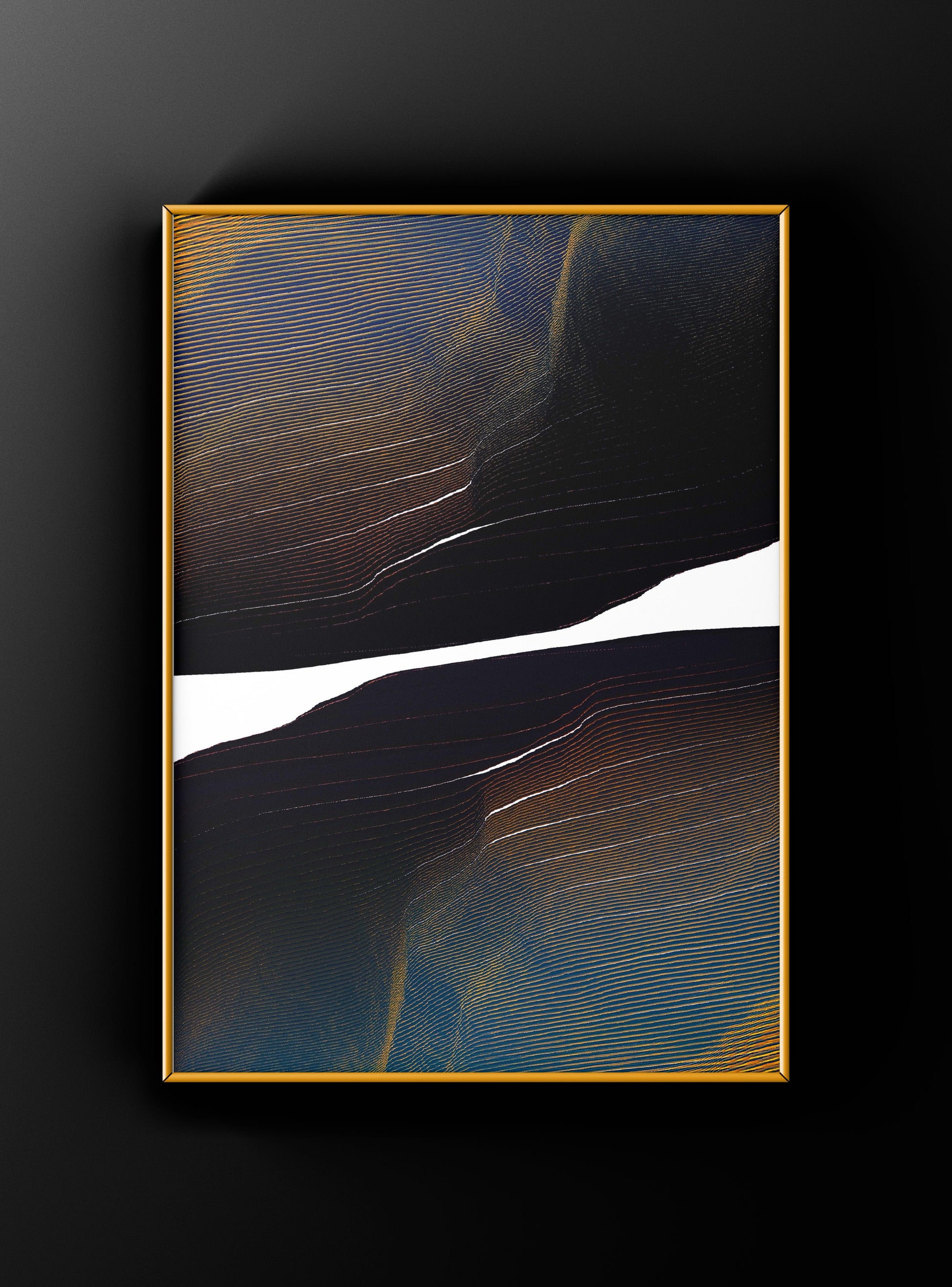 Minimalist glitch art print with subtle distortion and monochrome textures