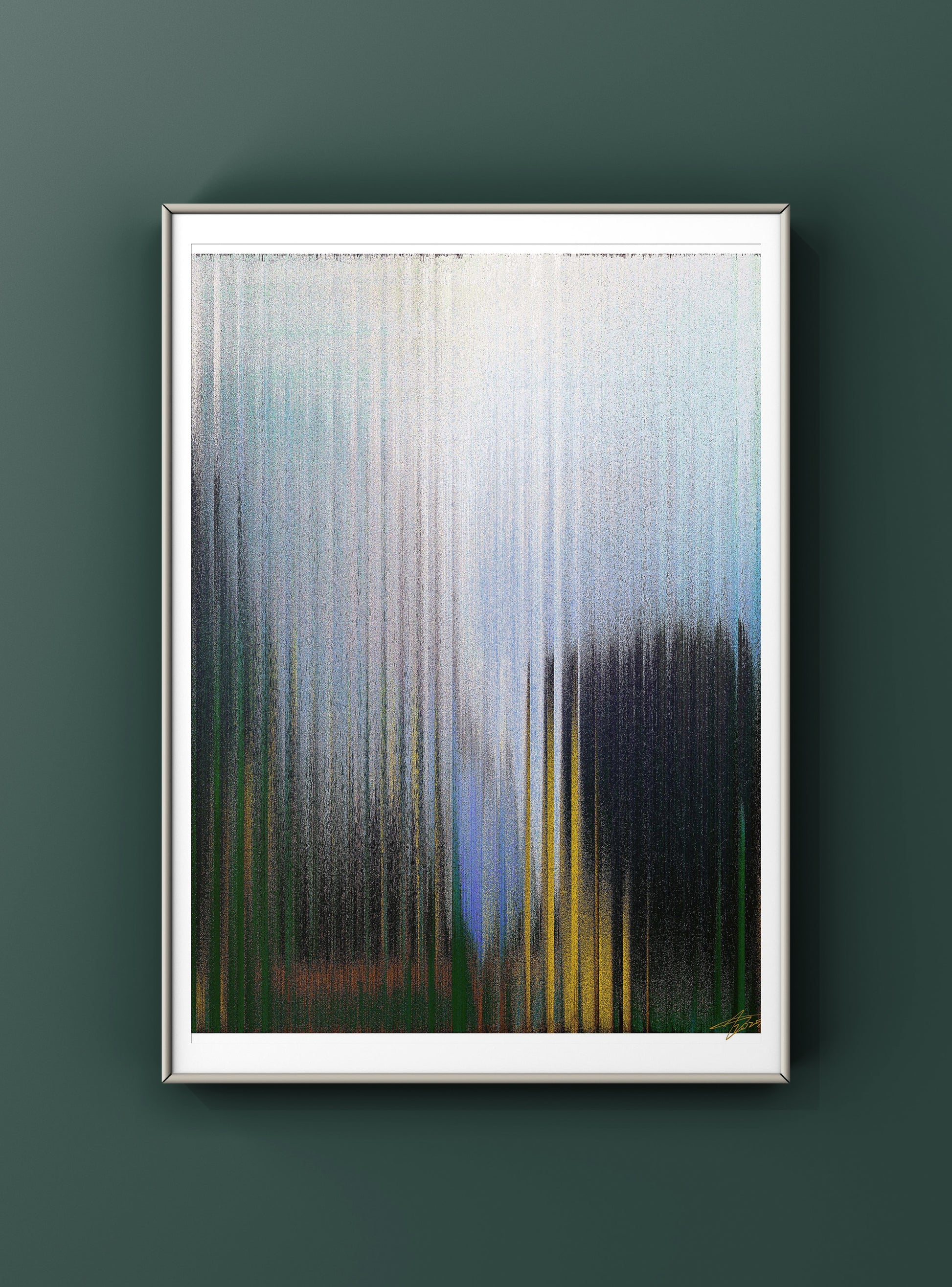 Abstract glitch landscape with distorted horizons and immersive colour gradients
