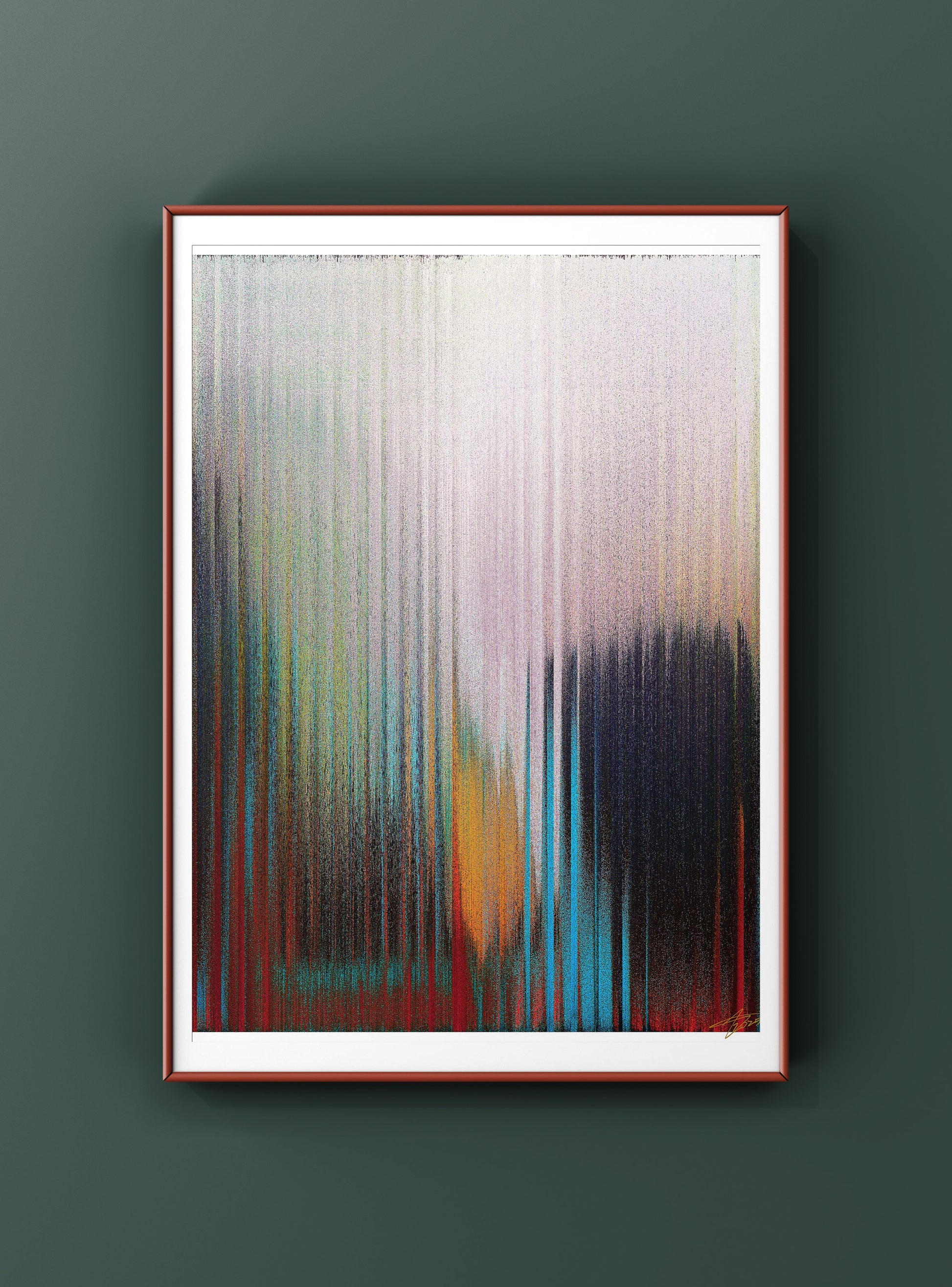 Large-scale contemporary abstract print inspired by technology and natural systems