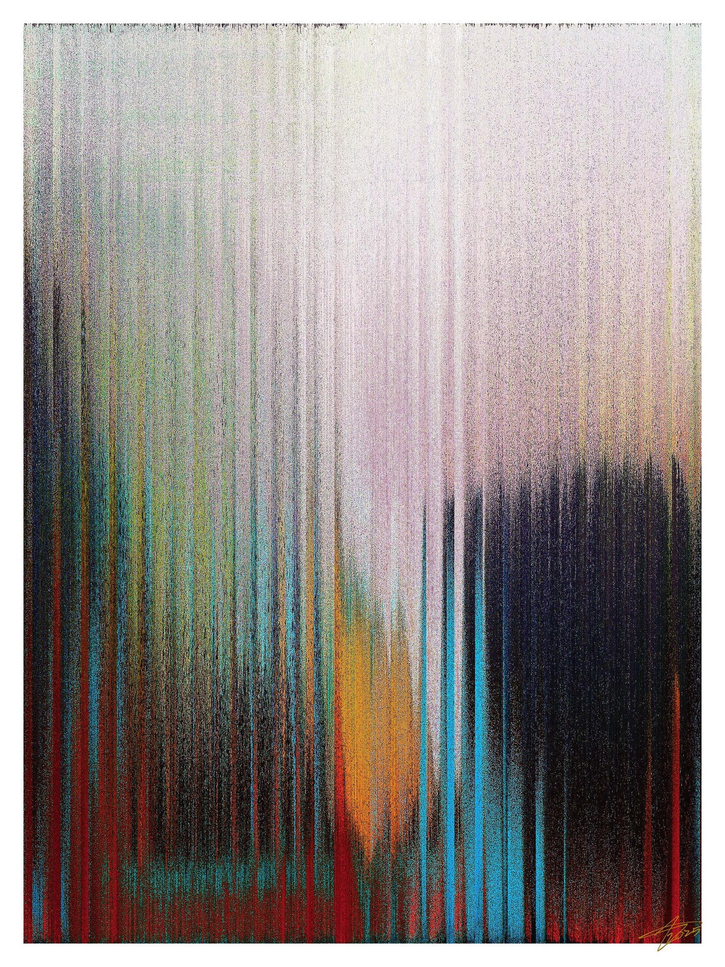 limited edition Abstract art with vertical color streaks on a white background