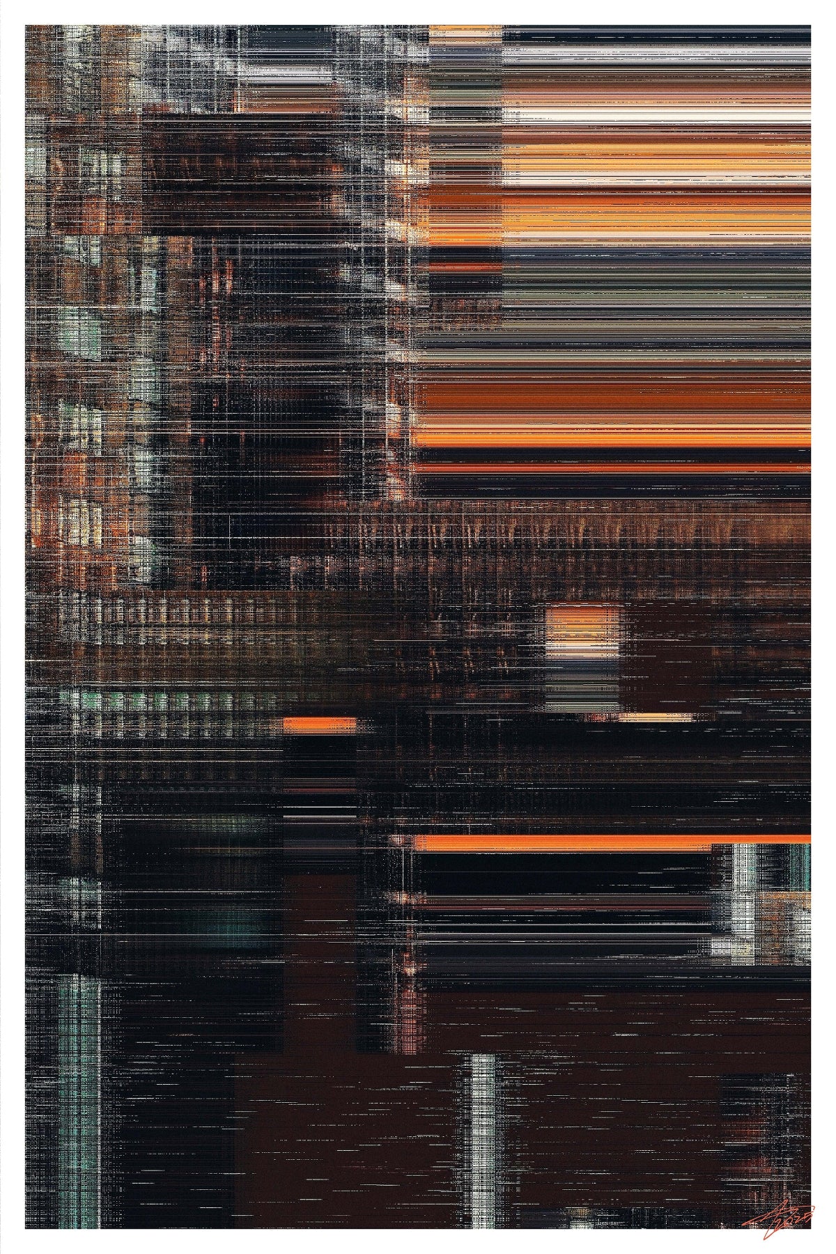Urban-inspired abstract wall art with structural rhythm and atmospheric distortion